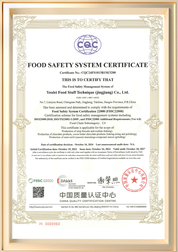 Certificato del sistema di sicurezza alimentare